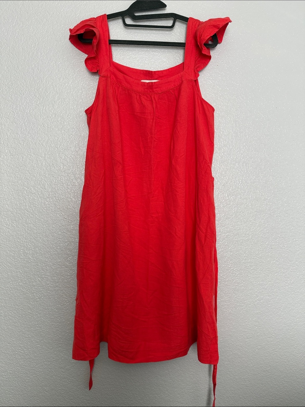 LOFT Coral-Red Sleeveless Ruffle-Trim Dress Size Large